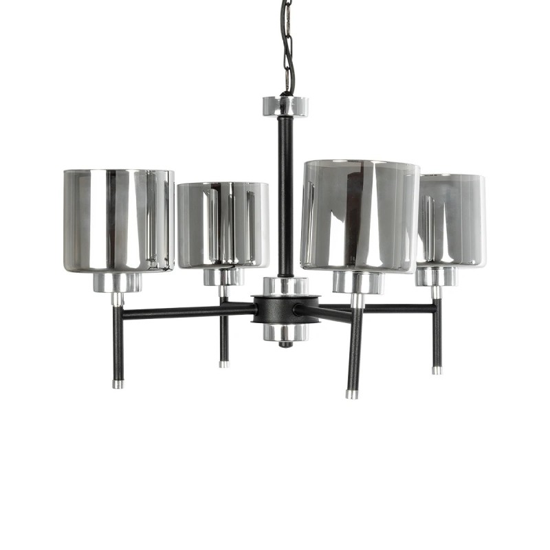 GloboStar® SHORD 202-0056 Μοντέρνο Κρεμαστό Φωτιστικό Ανάρτηση Πολύφωτο 4 x E27 IP20 Μαύρο Μέταλλο με Μελί Γυαλί - Μ40 x Π40 x Υ27cm