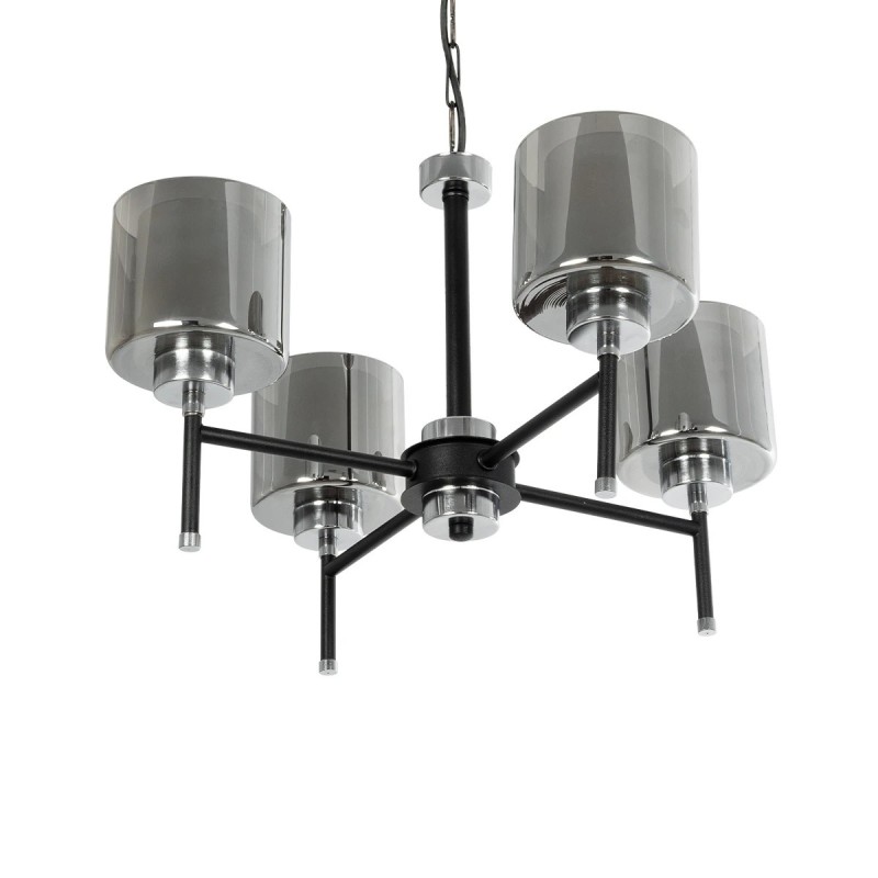 GloboStar® SHORD 202-0056 Μοντέρνο Κρεμαστό Φωτιστικό Ανάρτηση Πολύφωτο 4 x E27 IP20 Μαύρο Μέταλλο με Μελί Γυαλί - Μ40 x Π40 x Υ27cm