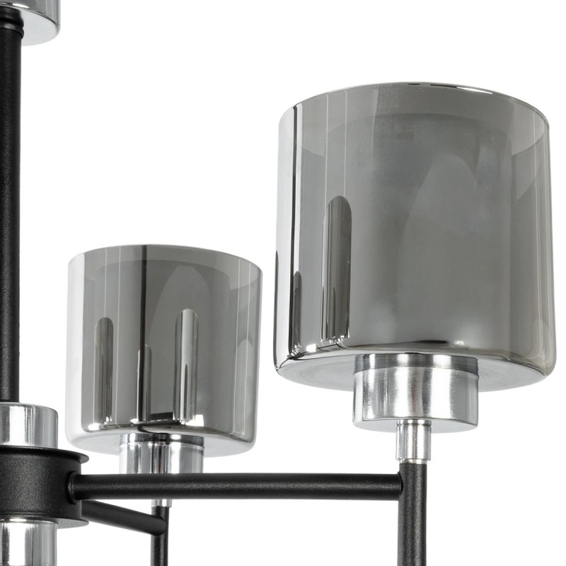 GloboStar® SHORD 202-0056 Μοντέρνο Κρεμαστό Φωτιστικό Ανάρτηση Πολύφωτο 4 x E27 IP20 Μαύρο Μέταλλο με Μελί Γυαλί - Μ40 x Π40 x Υ27cm