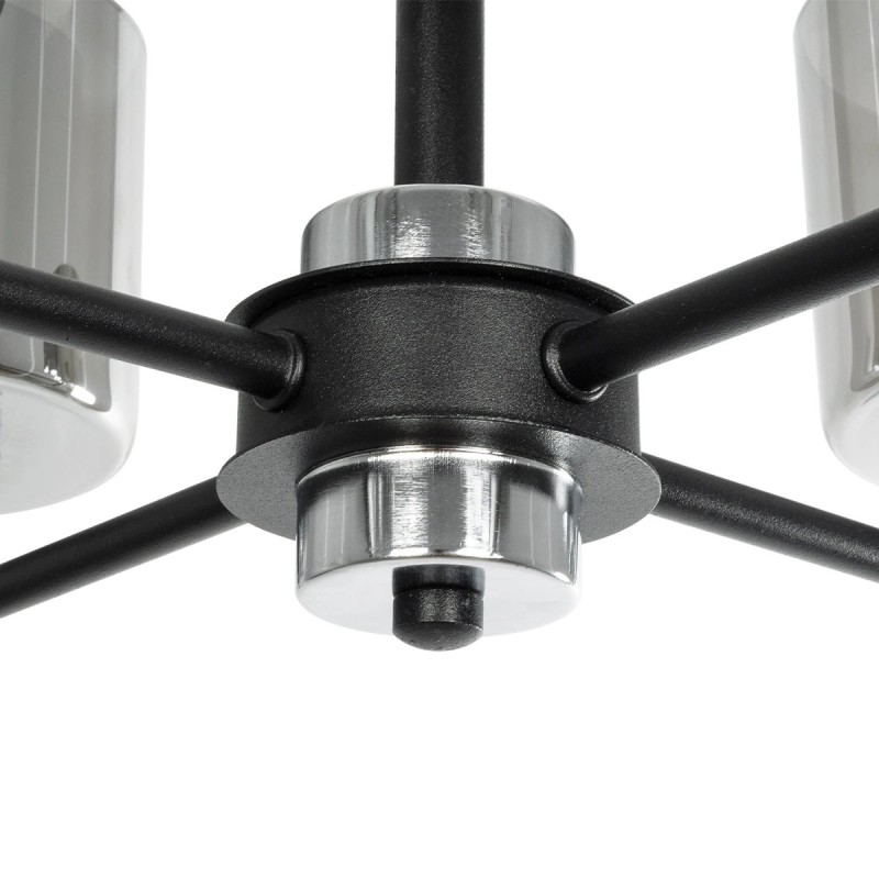 GloboStar® SHORD 202-0056 Μοντέρνο Κρεμαστό Φωτιστικό Ανάρτηση Πολύφωτο 4 x E27 IP20 Μαύρο Μέταλλο με Μελί Γυαλί - Μ40 x Π40 x Υ27cm