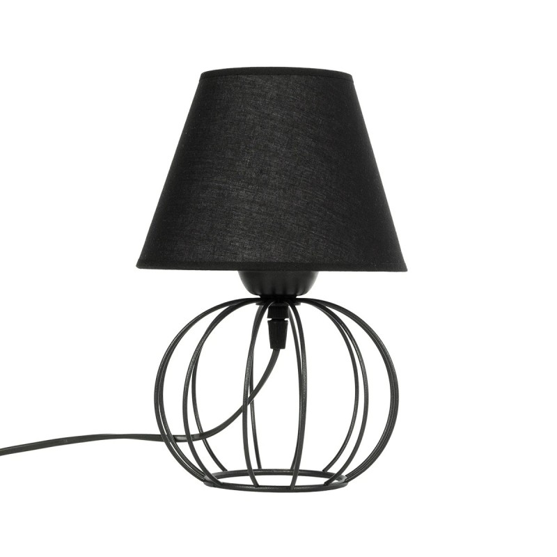 GloboStar® SHAPE 202-0057 Μοντέρνο Eπιτραπέζιο Φωτιστικό Μονόφωτο 1 x E27 IP20 Μαύρο Μέταλλο με Μαύρο Ύφασμα - Μ40 x Π40 x Υ27cm