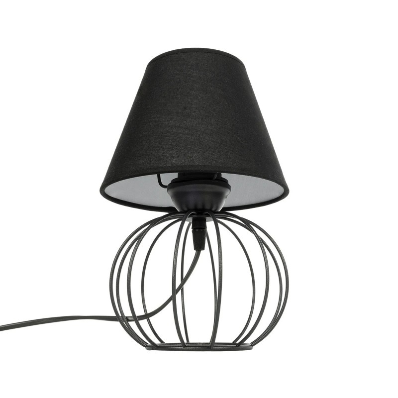 GloboStar® SHAPE 202-0057 Μοντέρνο Eπιτραπέζιο Φωτιστικό Μονόφωτο 1 x E27 IP20 Μαύρο Μέταλλο με Μαύρο Ύφασμα - Μ40 x Π40 x Υ27cm