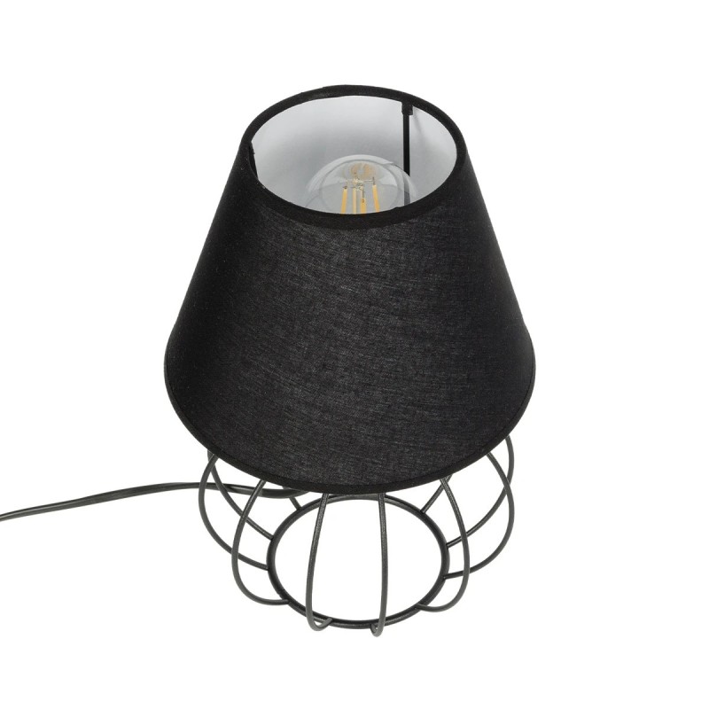 GloboStar® SHAPE 202-0057 Μοντέρνο Eπιτραπέζιο Φωτιστικό Μονόφωτο 1 x E27 IP20 Μαύρο Μέταλλο με Μαύρο Ύφασμα - Μ40 x Π40 x Υ27cm