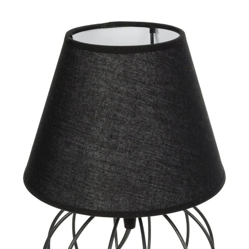 GloboStar® SHAPE 202-0057 Μοντέρνο Eπιτραπέζιο Φωτιστικό Μονόφωτο 1 x E27 IP20 Μαύρο Μέταλλο με Μαύρο Ύφασμα - Μ40 x Π40 x Υ27cm