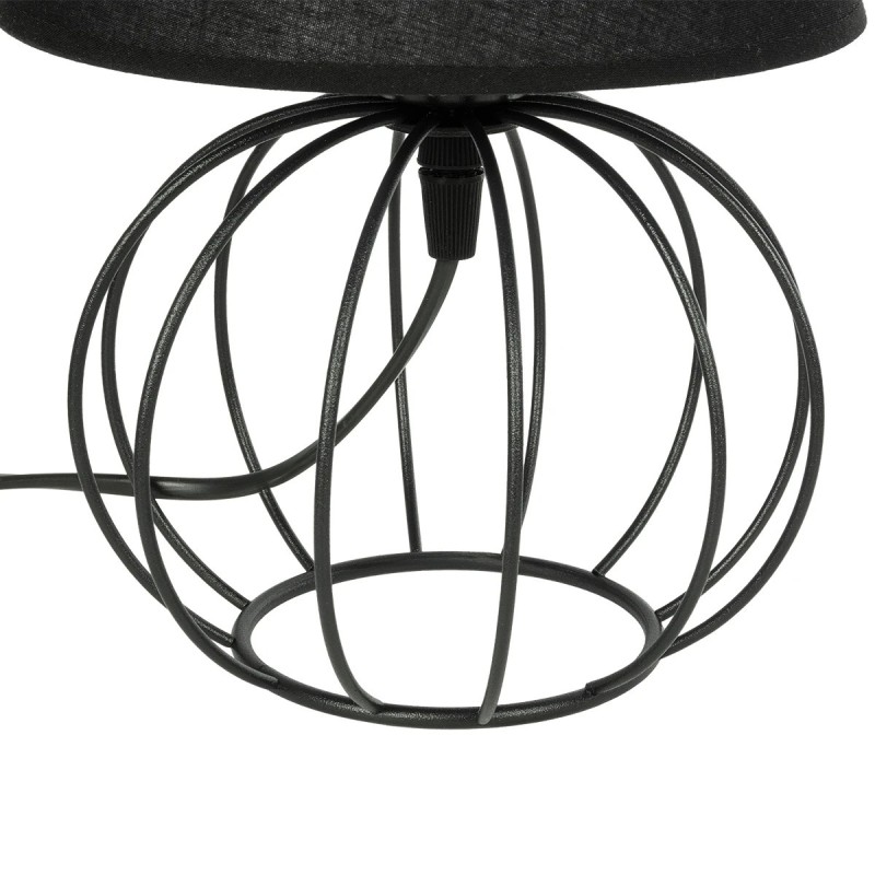 GloboStar® SHAPE 202-0057 Μοντέρνο Eπιτραπέζιο Φωτιστικό Μονόφωτο 1 x E27 IP20 Μαύρο Μέταλλο με Μαύρο Ύφασμα - Μ40 x Π40 x Υ27cm