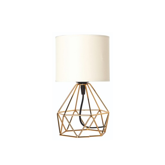 GloboStar® SHAPE 202-0058 Μοντέρνο Eπιτραπέζιο Φωτιστικό Πορτατίφ Μονόφωτο 1 x E27 IP20 Χρυσό Μέταλλο με Λευκό Ύφασμα - Μ16 x Π16 x Υ30cm GloboStar® SHAPE 202-0058 Μοντέρνο Eπιτραπέζιο Φωτιστικό Μονόφωτο 1 x E27 IP20 Χρυσό Μέταλλο με Λευκό Ύφασμα - Μ40 x Π40 x Υ27cm