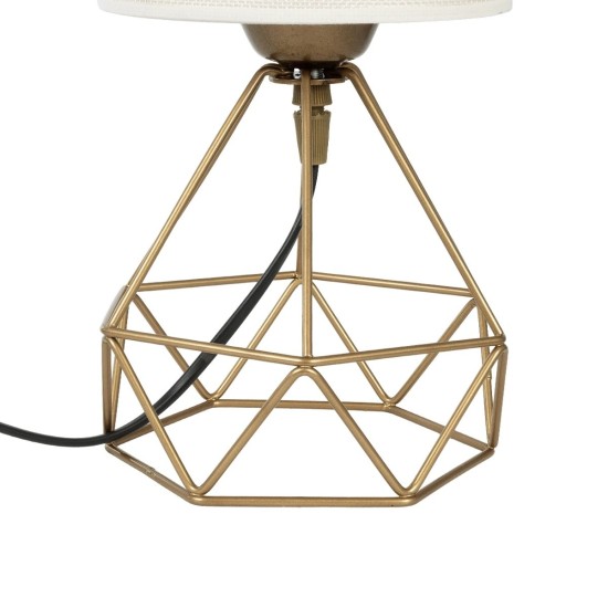 GloboStar® SHAPE 202-0058 Μοντέρνο Eπιτραπέζιο Φωτιστικό Πορτατίφ Μονόφωτο 1 x E27 IP20 Χρυσό Μέταλλο με Λευκό Ύφασμα - Μ16 x Π16 x Υ30cm GloboStar® SHAPE 202-0058 Μοντέρνο Eπιτραπέζιο Φωτιστικό Μονόφωτο 1 x E27 IP20 Χρυσό Μέταλλο με Λευκό Ύφασμα - Μ40 x Π40 x Υ27cm