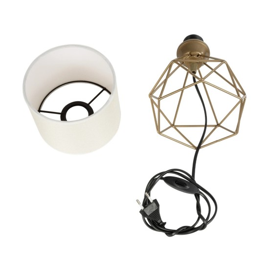 GloboStar® SHAPE 202-0058 Μοντέρνο Eπιτραπέζιο Φωτιστικό Πορτατίφ Μονόφωτο 1 x E27 IP20 Χρυσό Μέταλλο με Λευκό Ύφασμα - Μ16 x Π16 x Υ30cm GloboStar® SHAPE 202-0058 Μοντέρνο Eπιτραπέζιο Φωτιστικό Μονόφωτο 1 x E27 IP20 Χρυσό Μέταλλο με Λευκό Ύφασμα - Μ40 x Π40 x Υ27cm