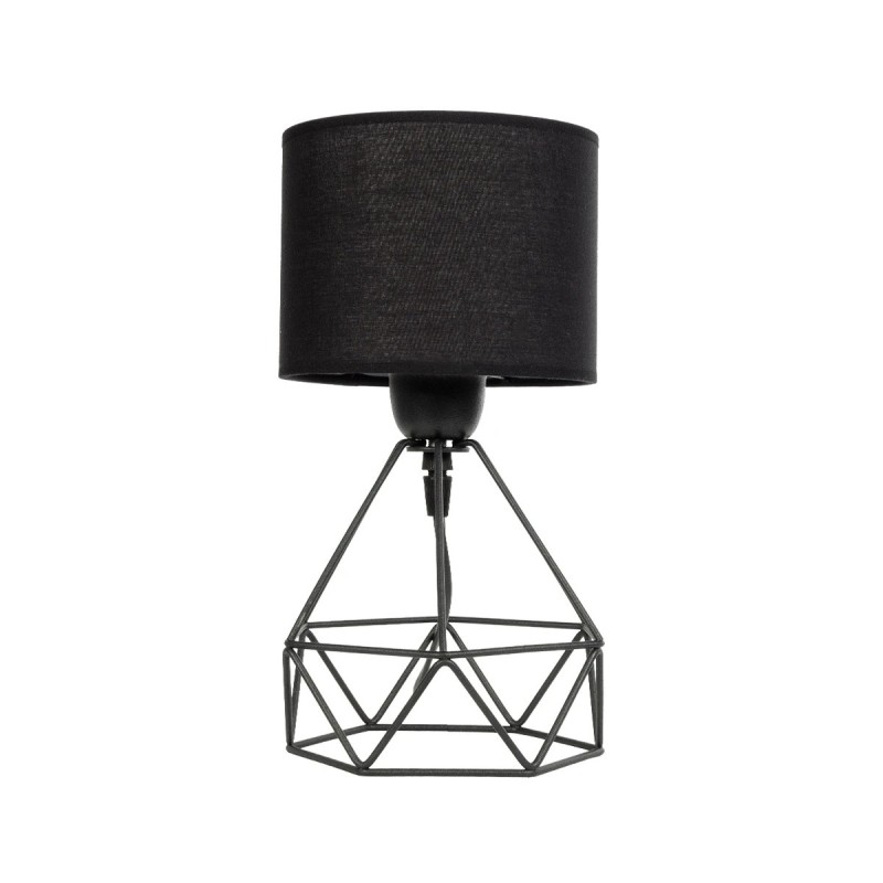 GloboStar® SHAPE 202-0059 Μοντέρνο Eπιτραπέζιο Φωτιστικό Μονόφωτο 1 x E27 IP20 Μαύρο Μέταλλο με Μαύρο Ύφασμα - Μ40 x Π40 x Υ27cm