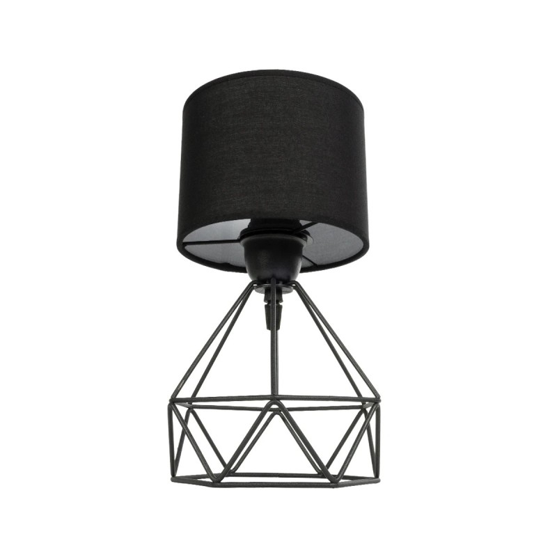 GloboStar® SHAPE 202-0059 Μοντέρνο Eπιτραπέζιο Φωτιστικό Μονόφωτο 1 x E27 IP20 Μαύρο Μέταλλο με Μαύρο Ύφασμα - Μ40 x Π40 x Υ27cm