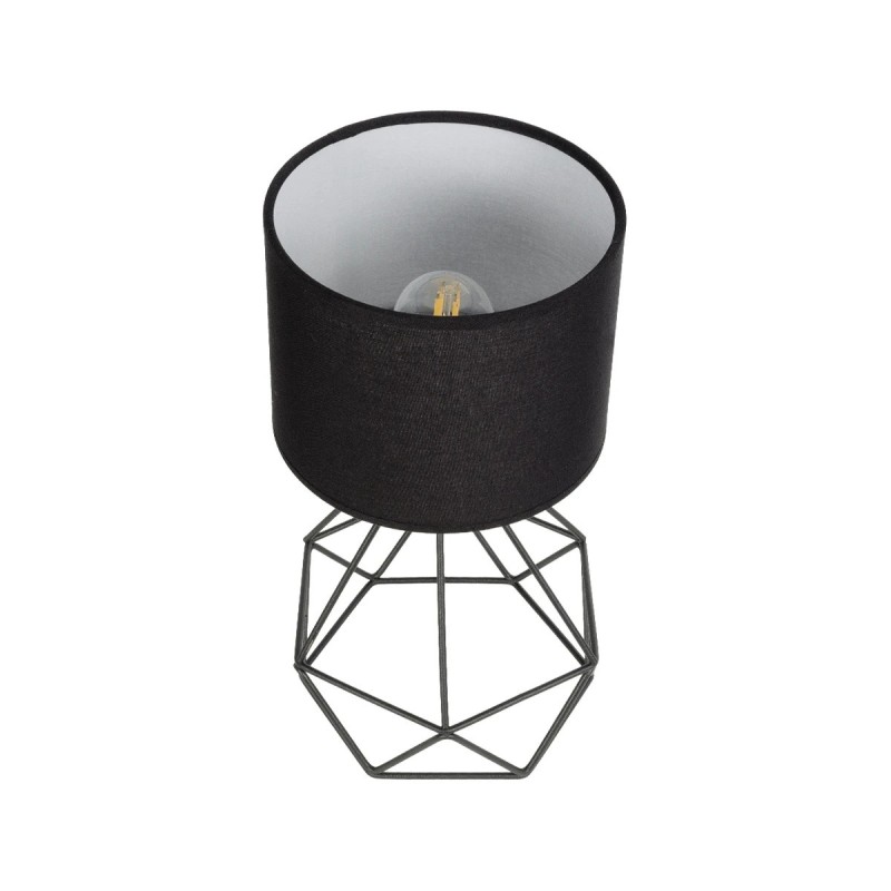 GloboStar® SHAPE 202-0059 Μοντέρνο Eπιτραπέζιο Φωτιστικό Μονόφωτο 1 x E27 IP20 Μαύρο Μέταλλο με Μαύρο Ύφασμα - Μ40 x Π40 x Υ27cm