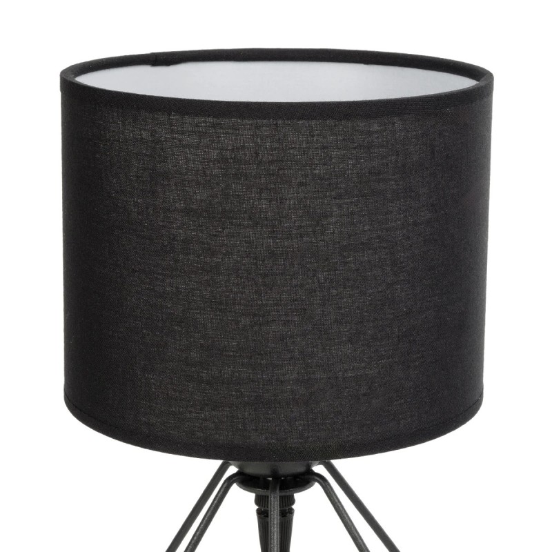 GloboStar® SHAPE 202-0059 Μοντέρνο Eπιτραπέζιο Φωτιστικό Μονόφωτο 1 x E27 IP20 Μαύρο Μέταλλο με Μαύρο Ύφασμα - Μ40 x Π40 x Υ27cm