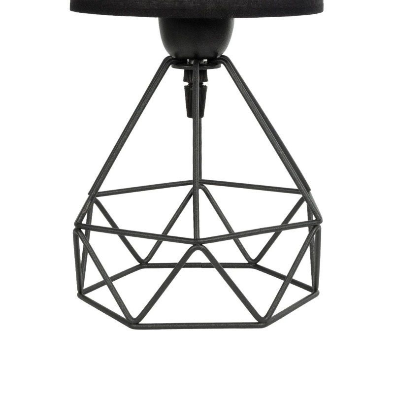 GloboStar® SHAPE 202-0059 Μοντέρνο Eπιτραπέζιο Φωτιστικό Μονόφωτο 1 x E27 IP20 Μαύρο Μέταλλο με Μαύρο Ύφασμα - Μ40 x Π40 x Υ27cm