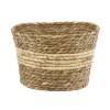 GloboStar® Artificial Garden KYTHIRA 20273 Διακοσμητικό Πλεκτό Καλάθι - Κασπώ Γλάστρα - Flower Pot Μπεζ με Λευκό Φ22cm x Υ15cm