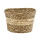 GloboStar® Artificial Garden KYTHIRA 20273 Διακοσμητικό Πλεκτό Καλάθι - Κασπώ Γλάστρα - Flower Pot Μπεζ με Λευκό Φ22cm x Υ15cm