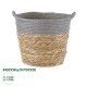 GloboStar® Artificial Garden SYROS 20281 Διακοσμητικό Πλεκτό Καλάθι - Κασπώ Γλάστρα - Flower Pot Μπεζ με Γκρι Φ20cm x Υ20cm