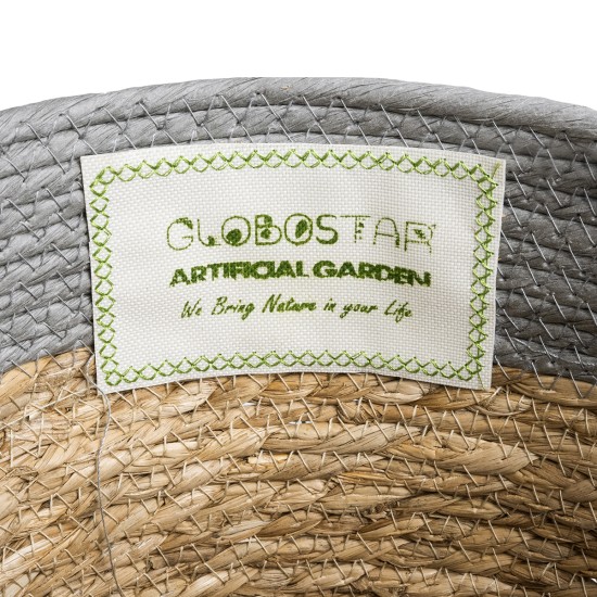 GloboStar® Artificial Garden SYROS 20282 Διακοσμητικό Πλεκτό Καλάθι - Κασπώ Γλάστρα - Flower Pot Μπεζ με Γκρι Φ25 x Υ22cm GloboStar® Artificial Garden SYROS 20282 Διακοσμητικό Πλεκτό Καλάθι - Κασπώ Γλάστρα - Flower Pot Μπεζ με Γκρι Φ25 x Υ22cm