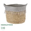GloboStar® Artificial Garden SYROS 20283 Διακοσμητικό Πλεκτό Καλάθι - Κασπώ Γλάστρα - Flower Pot Μπεζ με Γκρι Φ28cm x Υ24cm