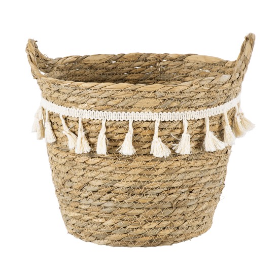 GloboStar® Artificial Garden SANTORINI 20284 Διακοσμητικό Πλεκτό Καλάθι - Κασπώ Γλάστρα - Flower Pot Μπεζ με Μακραμέ Φ20cm x Υ20cm GloboStar® Artificial Garden SANTORINI 20284 Διακοσμητικό Πλεκτό Καλάθι - Κασπώ Γλάστρα - Flower Pot Μπεζ με Μακραμέ Φ20cm x Υ20cm