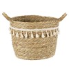 GloboStar® Artificial Garden SANTORINI 20285 Διακοσμητικό Πλεκτό Καλάθι - Κασπώ Γλάστρα - Flower Pot Μπεζ με Μακραμέ Φ25cm x Υ23cm