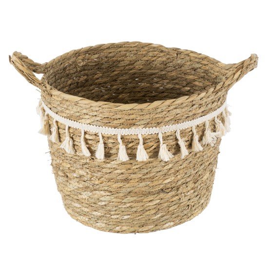 GloboStar® Artificial Garden SANTORINI 20285 Διακοσμητικό Πλεκτό Καλάθι - Κασπώ Γλάστρα - Flower Pot Μπεζ με Μακραμέ Φ25cm x Υ23cm GloboStar® Artificial Garden SANTORINI 20285 Διακοσμητικό Πλεκτό Καλάθι - Κασπώ Γλάστρα - Flower Pot Μπεζ με Μακραμέ Φ25cm x Υ23cm