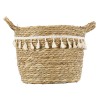 GloboStar® Artificial Garden SANTORINI 20285 Διακοσμητικό Πλεκτό Καλάθι - Κασπώ Γλάστρα - Flower Pot Μπεζ με Μακραμέ Φ25cm x Υ23cm