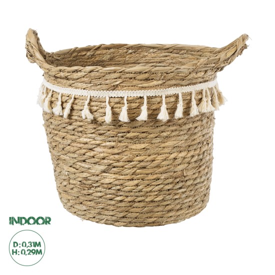 GloboStar® Artificial Garden SANTORINI 20286 Διακοσμητικό Πλεκτό Καλάθι - Κασπώ Γλάστρα - Flower Pot Μπεζ με Μακραμέ Φ31cm x Υ29cm GloboStar® Artificial Garden SANTORINI 20286 Διακοσμητικό Πλεκτό Καλάθι - Κασπώ Γλάστρα - Flower Pot Μπεζ με Μακραμέ Φ31cm x Υ29cm