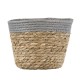 GloboStar® Artificial Garden ANTIPAROS 20288 Διακοσμητικό Πλεκτό Καλάθι - Κασπώ Γλάστρα - Flower Pot Μπεζ με Γκρι Φ18cm x Υ15cm