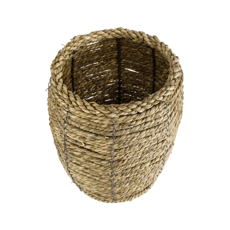 GloboStar® Artificial Garden THASSOS 20295 Διακοσμητικό Πλεκτό Καλάθι - Κασπώ Γλάστρα - Flower Pot Μπεζ Φ18 x Υ24cm