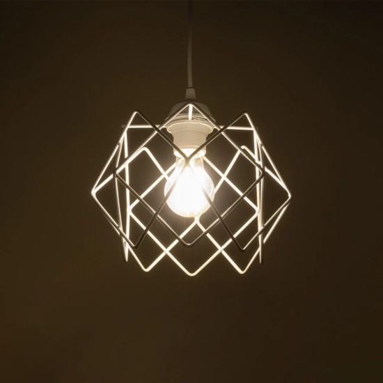 GloboStar® VORTEX 203-0001 Mοντέρνο Κρεμαστό Φωτιστικό Πλέγμα Μονόφωτο 1 x E27 IP20 Λευκό Μέταλλο - Μ23.5 x Π23.5 x Υ20cm GloboStar® VORTEX 203-0001 Mοντέρνο Κρεμαστό Φωτιστικό Πλέγμα Μονόφωτο 1 x E27 IP20 Λευκό Μέταλλο - Μ23.5 x Π23.5 x Υ20cm