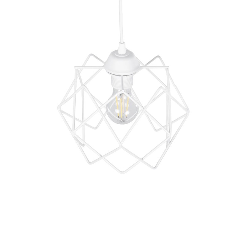 GloboStar® VORTEX 203-0001 Mοντέρνο Κρεμαστό Φωτιστικό Πλέγμα Μονόφωτο 1 x E27 IP20 Λευκό Μέταλλο - Μ23.5 x Π23.5 x Υ20cm