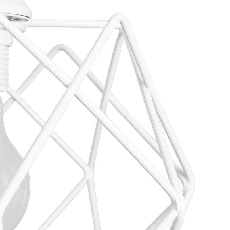 GloboStar® VORTEX 203-0001 Mοντέρνο Κρεμαστό Φωτιστικό Πλέγμα Μονόφωτο 1 x E27 IP20 Λευκό Μέταλλο - Μ23.5 x Π23.5 x Υ20cm