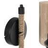 GloboStar® RIFT 203-0002 Vintage Επιτοίχιο Φωτιστικό Απλίκα Σχοινί Μονόφωτο 1 x E27 IP20 Μαύρο Μέταλλο με Μπεζ Σχοινί με Φιμέ Γυαλί - Μ22.5 x Π22.5 x Υ28.5cm