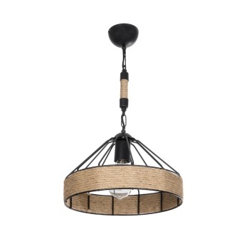 GLOBOSTAR® ZION 203-0003 Vintage Κρεμαστό Φωτιστικό Οροφής με Ντουί 1 x E27 AC 220-240V IP20 - Μαύρο & Μπεζ - Μ33 x Π33 x Υ29cm