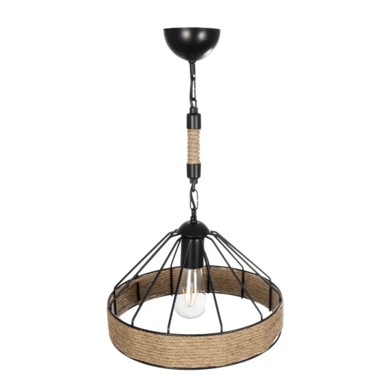 GloboStar® ZION 203-0003 Vintage Κρεμαστό Φωτιστικό Σχοινί Μονόφωτο 1 x E27 IP20 Μαύρο Μέταλλο με Μπεζ Σχοινί - Μ33 x Π33 x Υ29cm GloboStar® ZION 203-0003 Vintage Κρεμαστό Φωτιστικό Σχοινί Μονόφωτο 1 x E27 IP20 Μαύρο Μέταλλο με Μπεζ Σχοινί - Μ33 x Π33 x Υ29cm