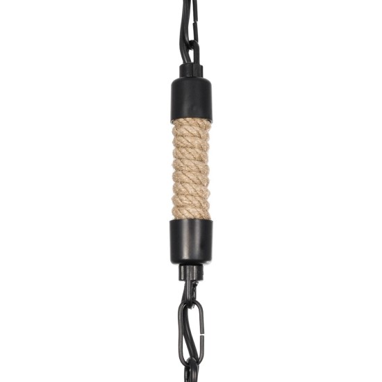 GloboStar® ZION 203-0003 Vintage Κρεμαστό Φωτιστικό Σχοινί Μονόφωτο 1 x E27 IP20 Μαύρο Μέταλλο με Μπεζ Σχοινί - Μ33 x Π33 x Υ29cm GloboStar® ZION 203-0003 Vintage Κρεμαστό Φωτιστικό Σχοινί Μονόφωτο 1 x E27 IP20 Μαύρο Μέταλλο με Μπεζ Σχοινί - Μ33 x Π33 x Υ29cm