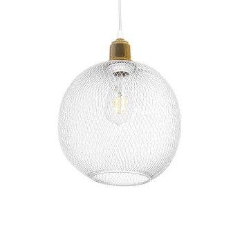 GLOBOSTAR® WIRE 203-0005 Μοντέρνο Κρεμαστό Φωτιστικό Οροφής με Ντουί 1 x E27 AC 220-240V IP20 - Λευκό & Χρυσό - Μ25 x Π25 x Υ30cm