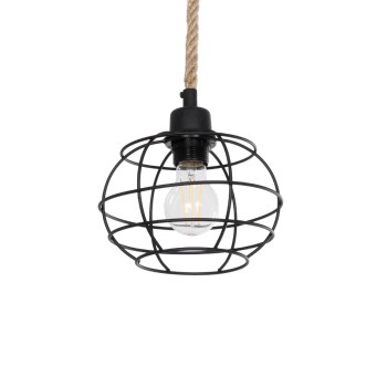 GLOBOSTAR® TALAH 203-0008 Vintage Κρεμαστό Φωτιστικό Οροφής με Ντουί 1 x E27 AC 220-240V IP20 - Μαύρο & Μπεζ - Μ20 x Π20 x Υ20cm