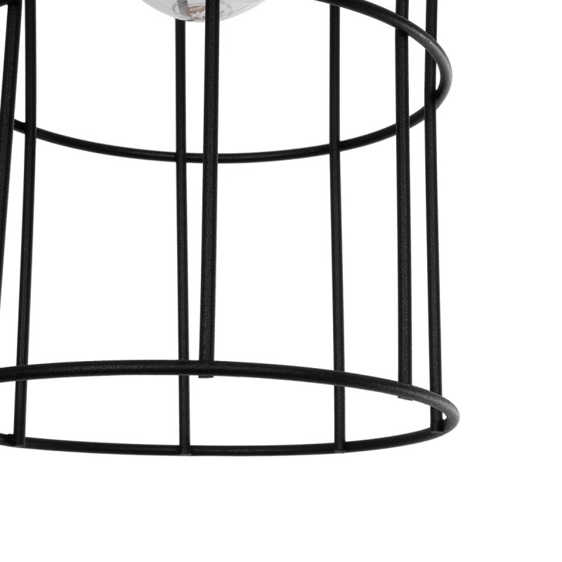 GloboStar® TALAH 203-0009 Vintage Κρεμαστό Φωτιστικό Σχοινί Μονόφωτο 1 x E27 IP20 Μαύρο Μέταλλο με Μπεζ Σχοινί - Μ15.5 x Π15.5 x Υ30cm