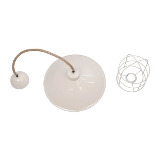 GloboStar® TULUB 203-0010 Vintage Κρεμαστό Φωτιστικό Καμπάνα Μονόφωτο 1 x E27 IP20 Λευκό Μέταλλο με Μπεζ Σχοινί - Μ33 x Π33 x Υ30cm GloboStar® TULUB 203-0010 Vintage Κρεμαστό Φωτιστικό Καμπάνα Μονόφωτο 1 x E27 IP20 Λευκό Μέταλλο με Μπεζ Σχοινί - Μ33 x Π33 x Υ30cm