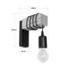 GloboStar® XYLO 203-0014 Μοντέρνο Επιτοίχιο Φωτιστικό Απλίκα Μονόφωτο 1 x E27 IP20 Μαύρο Μέταλλο με Μπεζ Ξύλο - Μ18 x Π18 x Υ19cm