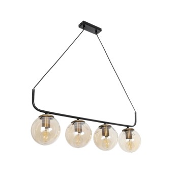 GLOBOSTAR® LATTICE 203-0018 Μοντέρνο Κρεμαστό Φωτιστικό Οροφής με Ντουί 4 x E27 AC 220-240V IP20 - Μαύρο & Μπρούτζινο - Μ78 x Π15 x Υ81cm