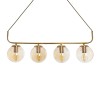 GloboStar® LATTICE 203-0019 Μοντέρνο Κρεμαστό Φωτιστικό Ράγα Πολύφωτο 4 x E27 IP20 Χρυσό Μέταλλο με Mελί Γυαλί - Μ78 x Π15 x Υ81cm