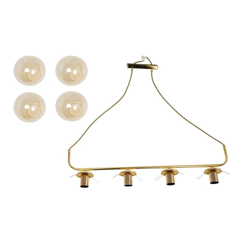 GloboStar® LATTICE 203-0019 Μοντέρνο Κρεμαστό Φωτιστικό Ράγα Πολύφωτο 4 x E27 IP20 Χρυσό Μέταλλο με Mελί Γυαλί - Μ78 x Π15 x Υ81cm