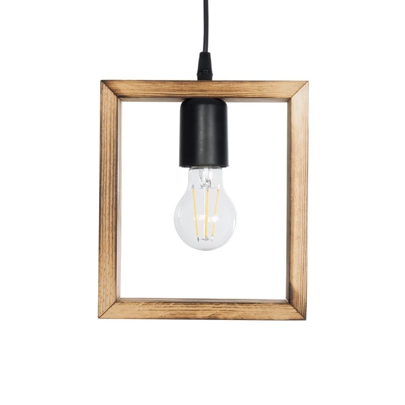 GloboStar® EDISON 203-0020 Vintage Κρεμαστό Φωτιστικό Ανάρτηση Μονόφωτο 1 x E27 IP20 Μπεζ Ξύλο - Μ19 x Π5 x Υ22cm