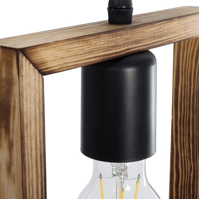 GloboStar® EDISON 203-0020 Vintage Κρεμαστό Φωτιστικό Ανάρτηση Μονόφωτο 1 x E27 IP20 Μπεζ Ξύλο - Μ19 x Π5 x Υ22cm