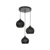 GloboStar® YASAM 203-0022 Vintage Κρεμαστό Φωτιστικό Πλέγμα Τρίφωτο 3 x E27 IP20 Μαύρο Ρατάν - Μ42 x Π42 x Υ54cm