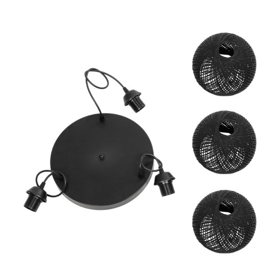 GloboStar® YASAM 203-0022 Vintage Κρεμαστό Φωτιστικό Πλέγμα Τρίφωτο 3 x E27 IP20 Μαύρο Ρατάν - Μ42 x Π42 x Υ54cm GloboStar® YASAM 203-0022 Vintage Κρεμαστό Φωτιστικό Πλέγμα Τρίφωτο 3 x E27 IP20 Μαύρο Ρατάν - Μ42 x Π42 x Υ54cm