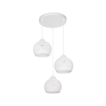 GLOBOSTAR® YASAM 203-0023 Vintage Κρεμαστό Φωτιστικό Οροφής με Ντουί 3 x E27 AC 220-240V IP20 - Λευκό - Μ42 x Π42 x Υ54cm