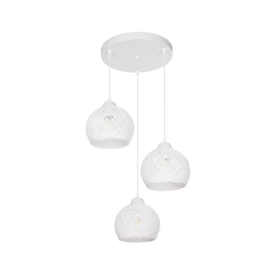 GloboStar® YASAM 203-0023 Vintage Κρεμαστό Φωτιστικό Πλέγμα Τρίφωτο 3 x E27 IP20 Λευκό Ρατάν - Μ42 x Π42 x Υ54cm GloboStar® YASAM 203-0023 Vintage Κρεμαστό Φωτιστικό Πλέγμα Τρίφωτο 3 x E27 IP20 Λευκό Ρατάν - Μ42 x Π42 x Υ54cm